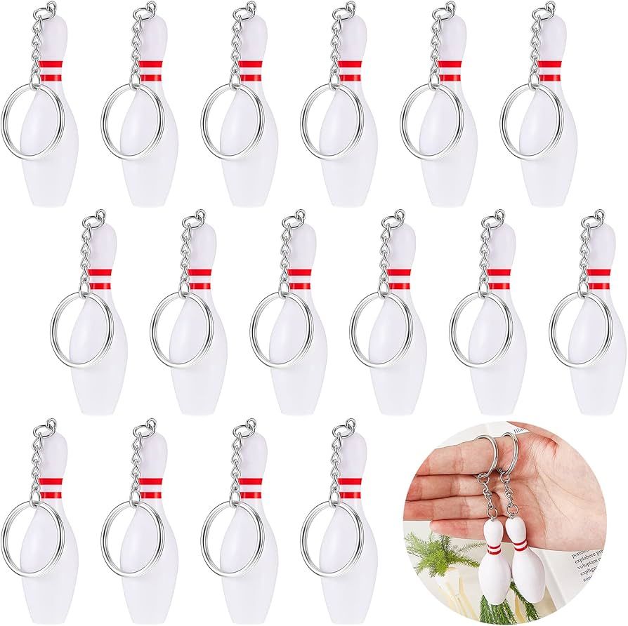 16 Pack Bowling Pin Keychain Sport Keychain 2.8 Inch Bowling Keychain Bowling Party Favors for Ba... | Amazon (US)