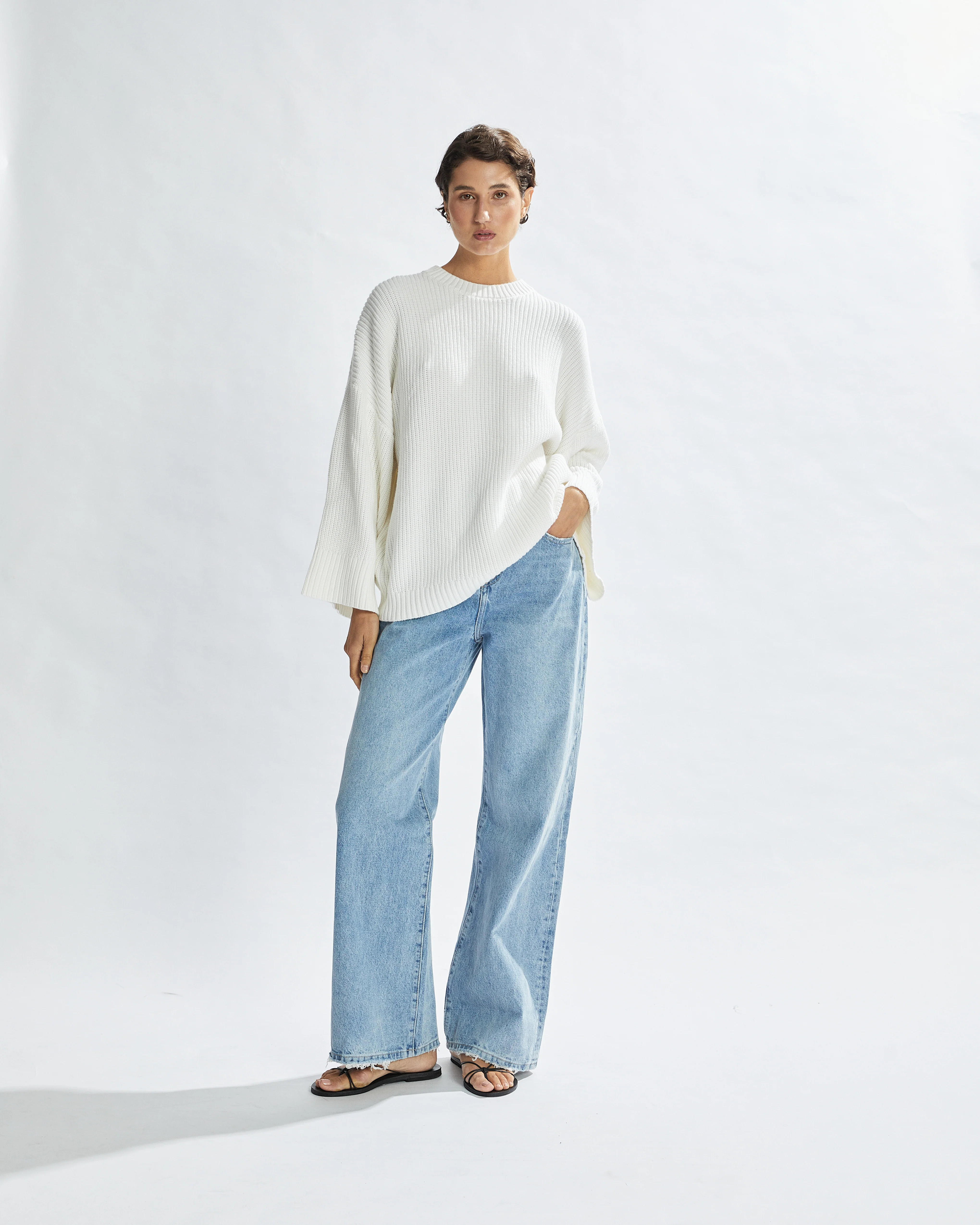 Drew Knit Jumper White | One Mile