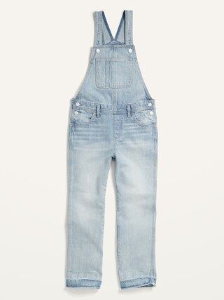 Slouchy Straight Light-Wash Frayed-Hem Jean Overalls for Girls | Old Navy (US)