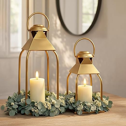 Decorative Metal Lanterns Indoor Outdoor, Candle Holder for Porch, Patio, Fireplace, Floor, Weddi... | Amazon (US)