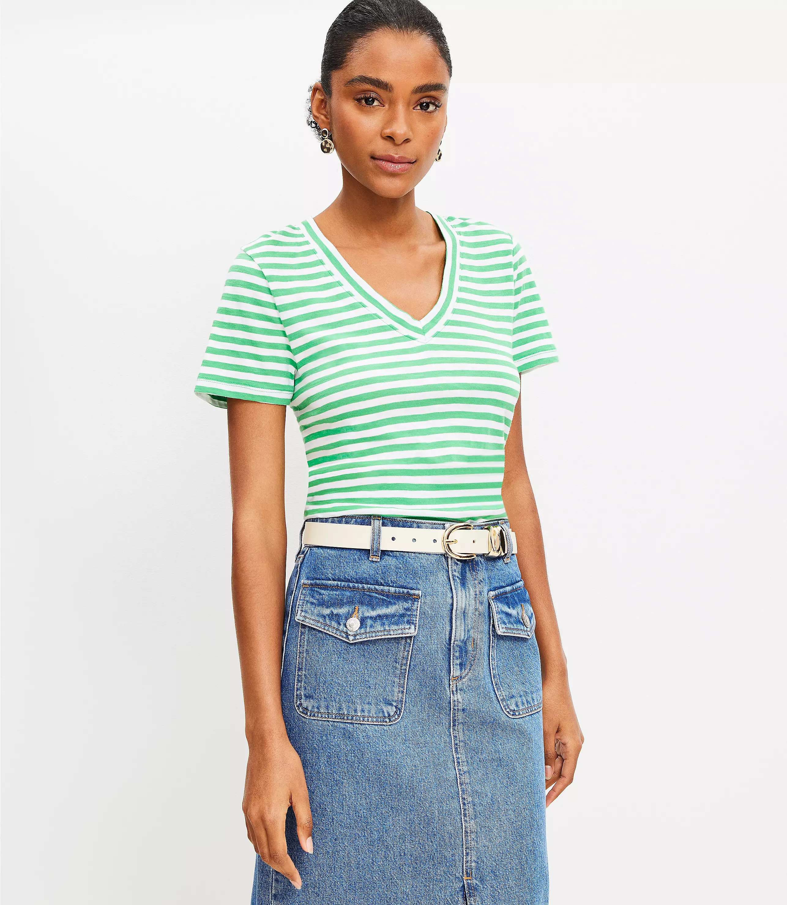 Striped Everyday V-Neck Tee | LOFT