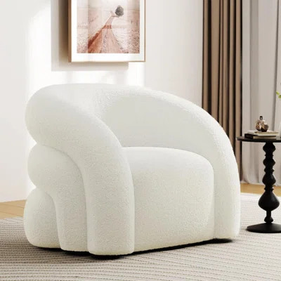 34.6" W Mordern Swivel Accent Chair,Sherpa Round Upholstered Boucle 360° Swivel Armchair for Living Room,Comfy No Assembly Sofa Chair for Bedroom Read | Wayfair North America