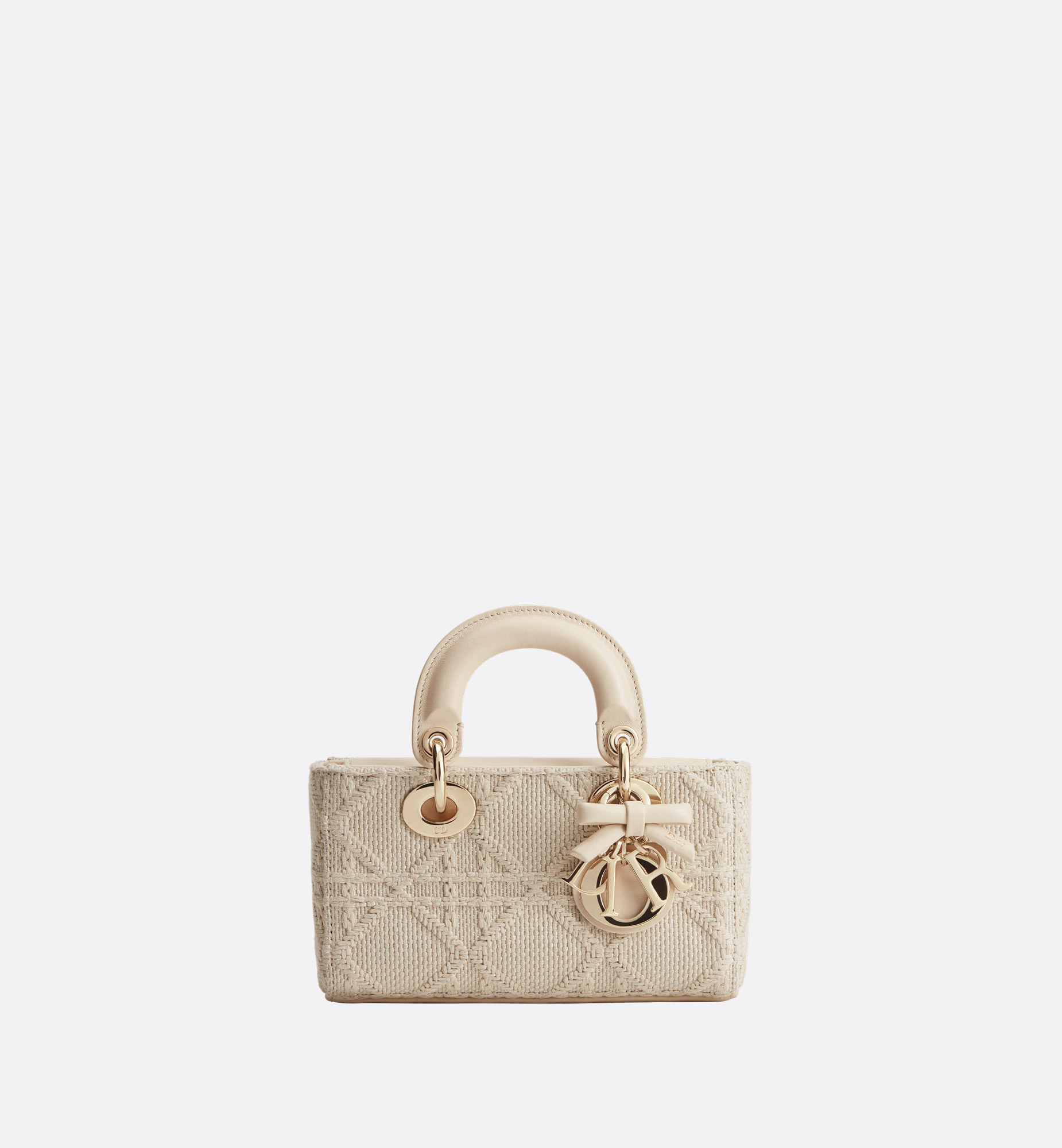 Mini Lady D-Joy Bag Beige Raffia-Effect Cannage Embroidery | DIOR | Christian Dior Parfums UK