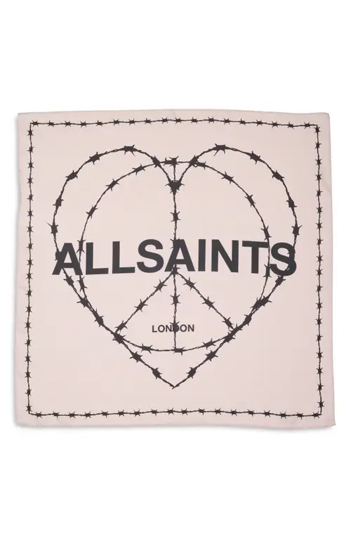AllSaints Barb Heart Silk Square Bandana in Blush at Nordstrom | Nordstrom