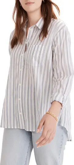 Ex-Boyfriend Oversize High-Low Stretch Cotton Button-Up Shirt | Nordstrom