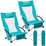 KingCamp Low Sling Beach Chairs,Folding Low/High Mesh Reclining Back Low Seat Beach Chair for Adu... | Amazon (US)