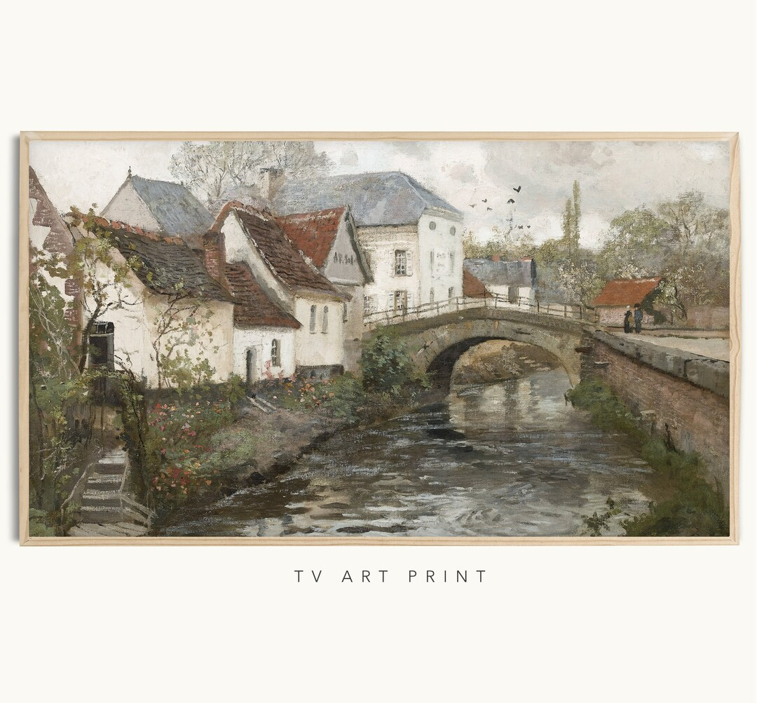 Samsung Frame TV Art Muted Village Rustic Mcgee Spring - Etsy | Etsy (US)