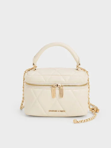 Arwen Quilted Top Handle Vanity Bag
    
         - Cream | Charles & Keith UK