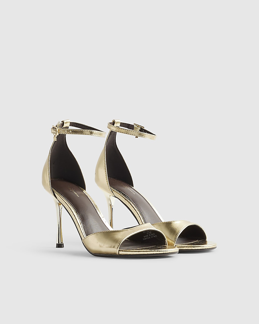Gold Wide Fit Closed Back Heeled Sandals | River Island UK & IE