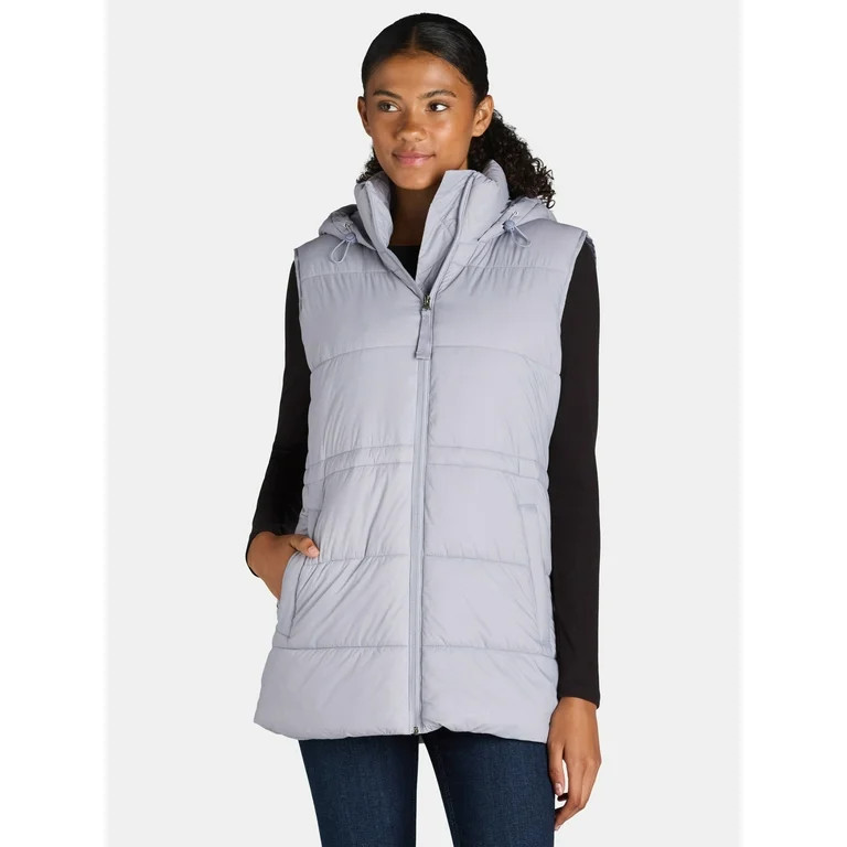 Ozark Trail Women's and Women’s Plus Hooded Puffer Vest, Mid Length, Sizes XS-3X - Walmart.com | Walmart (US)