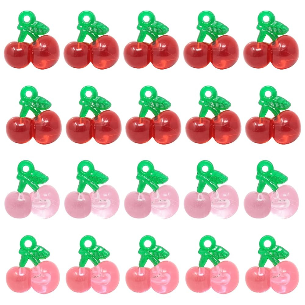 Honbay 40PCS Cute Sweet Cherry Resin Charms Pendant Fruit Food Tiny Pendants Vivid 3D Cherry Pend... | Amazon (US)