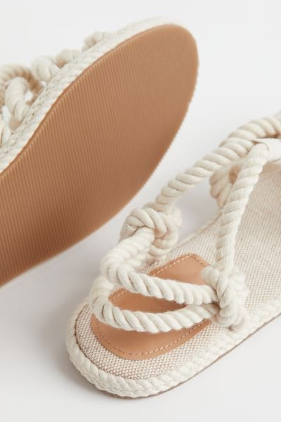 Sandals in thick, twisted rope with knot at each side. Canvas insoles in a linen and cotton blend... | H&M (US + CA)