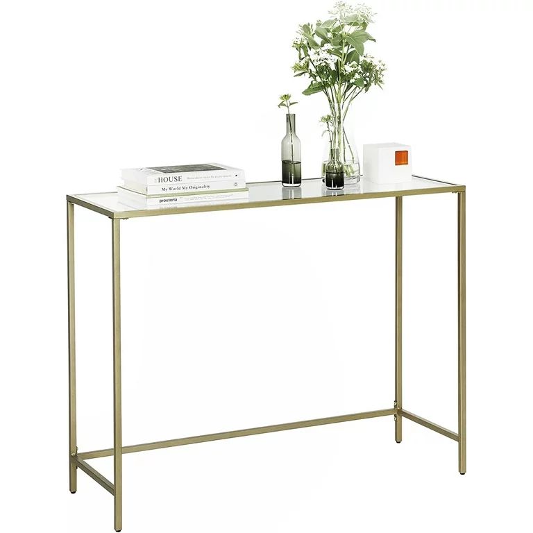 VASAGLE 39.4" Console Table Sofa Table Gold Glass Entryway Table Console Vanity Modern for Entryw... | Walmart (US)