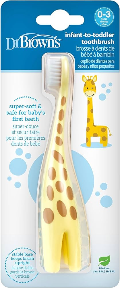 Dr. Brown's Infant-to-Toddler Training Toothbrush, Soft for Baby's First Teeth, Giraffe, 0-3 Year... | Amazon (US)