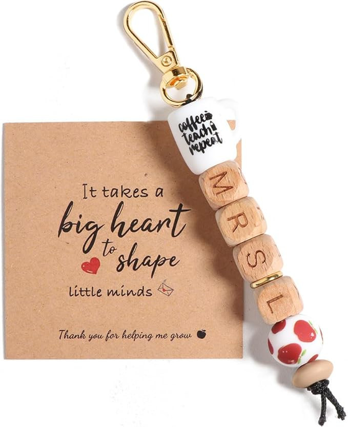 Initial A- Z Teacher Appreciation Gifts for Women,Handmade Thank You Teacher Keychain Gifts for H... | Amazon (US)