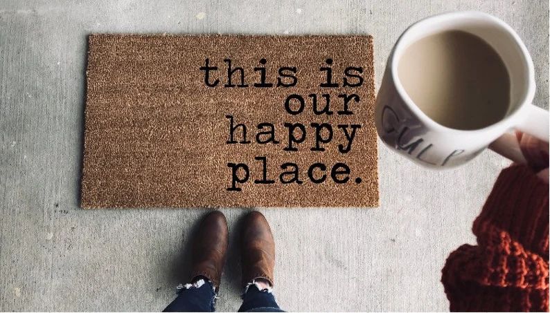 This is our happy place | Welcome Mat | Front Porch Decor | Cute Doormat | Custom Doormat | House... | Etsy (US)