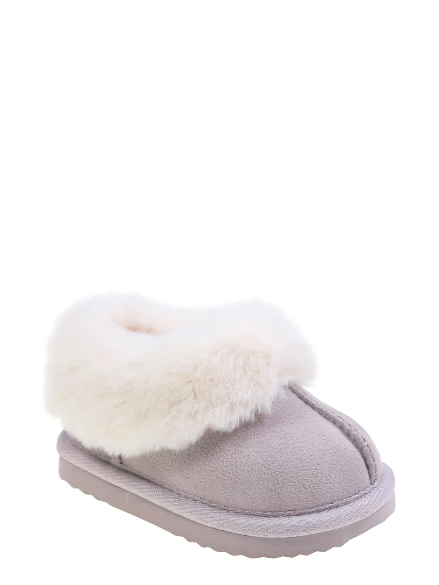 Wonder Nation Baby Girls Faux Fur Trim Slippers | Walmart (US)