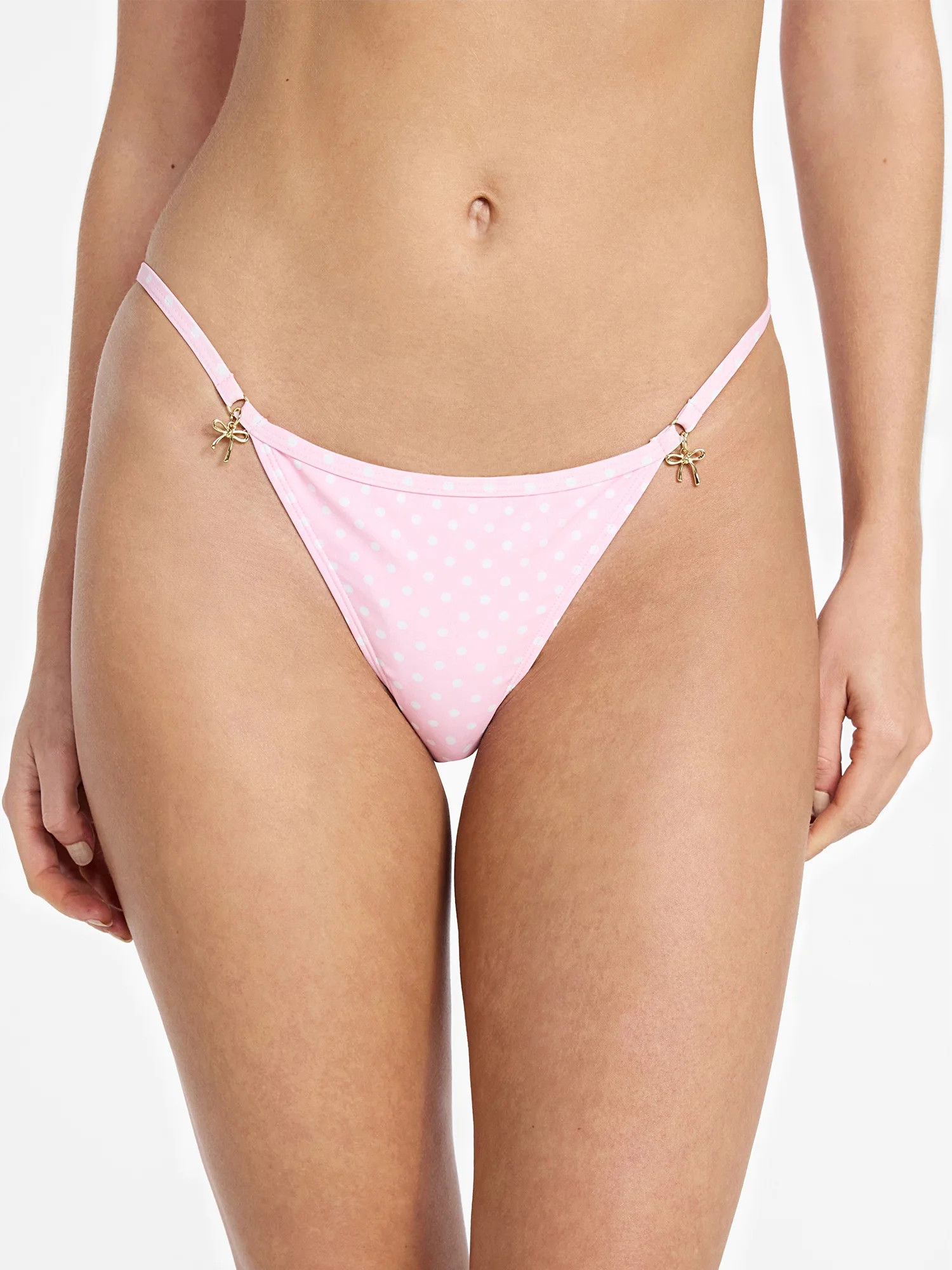 No Boundaries Polka Dot Print String Bikini Bottoms, Women’s XXS-XXL | Walmart (US)