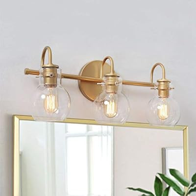 KSANA Gold Bathroom Vanity Light Fixtures with Clear Glass Shade, 22”x7”x9 | Amazon (US)