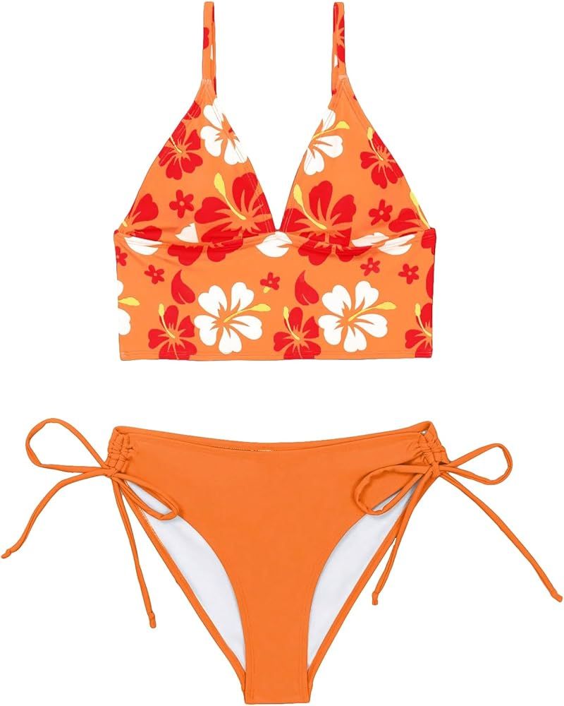 SHENHE Women's 2 Piece Floral Tankini Bathing Suits Drawstring Side Swimsuits Bikini Set | Amazon (US)