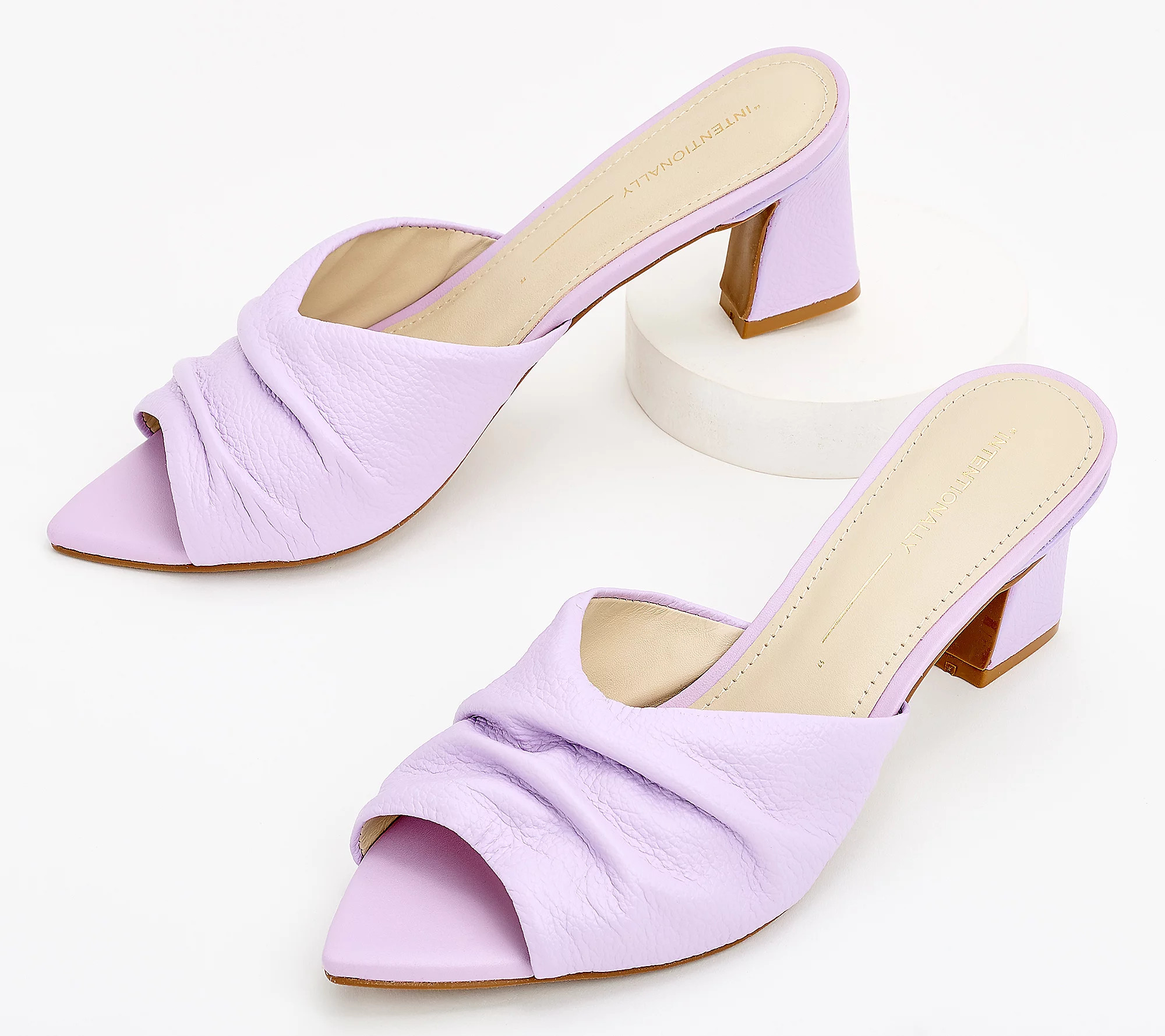As Is INTENTIONALLY BLANK Leather Pointed Toe Mule Sandals | QVC
