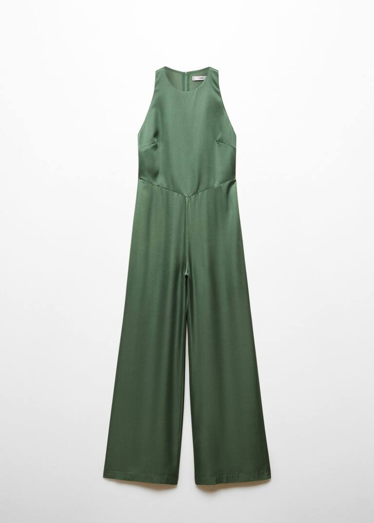 Halter-neck satin jumpsuit -  Women | Mango United Kingdom | MANGO (UK)