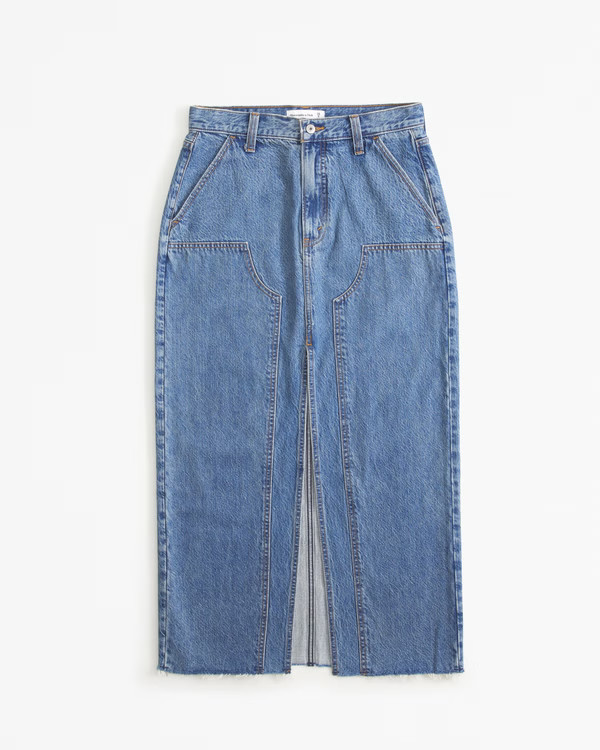 Women's Workwear Denim Maxi Skirt | Women's Bottoms | Abercrombie.com | Abercrombie & Fitch (US)