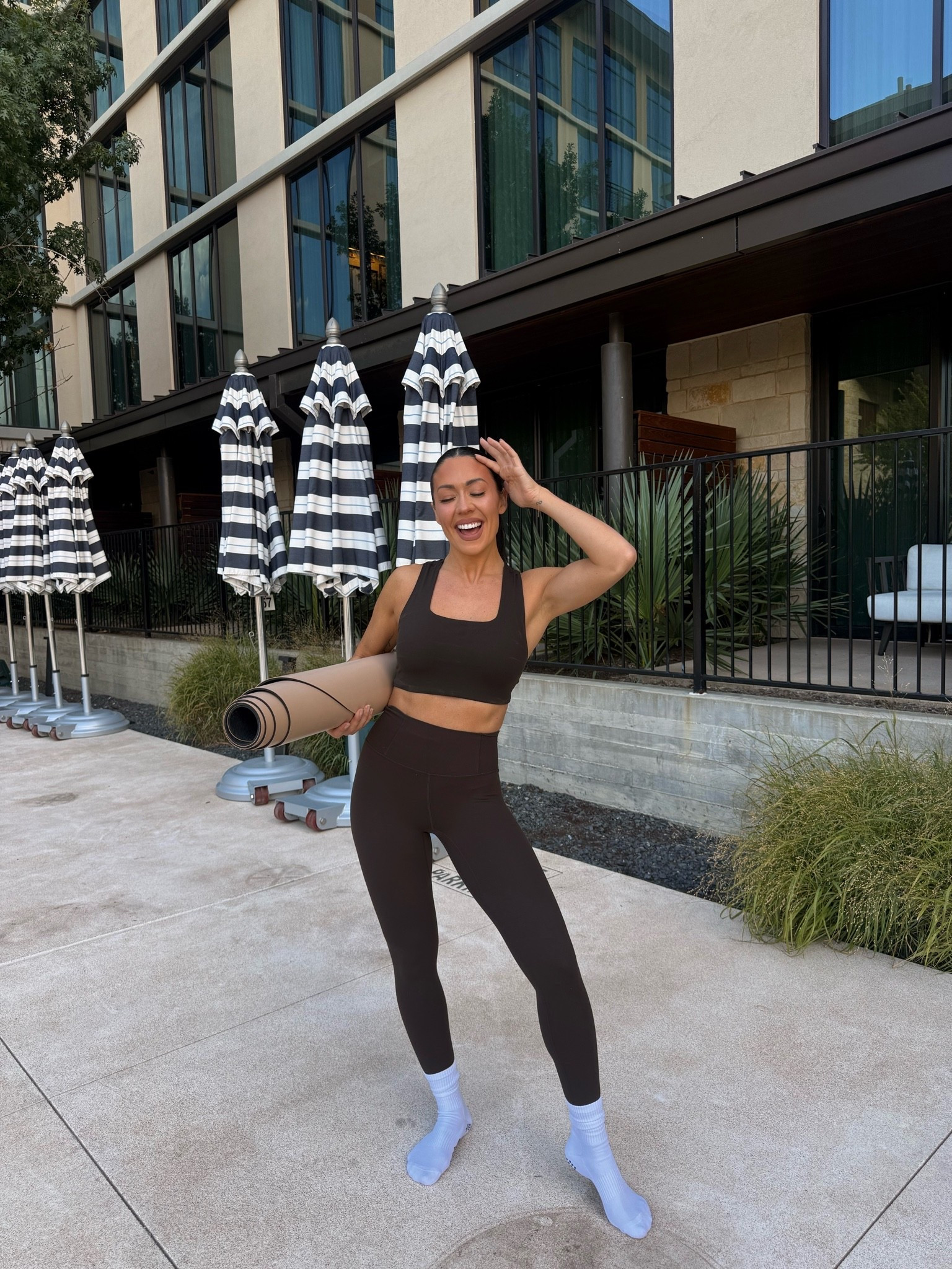 Morning movement at LTKCON! Wearing free people movement 
Sports bra size small
Leggings size XS 

Workout set 
Active set

#LTKActive #LTKCon #LTKfitnessgoals