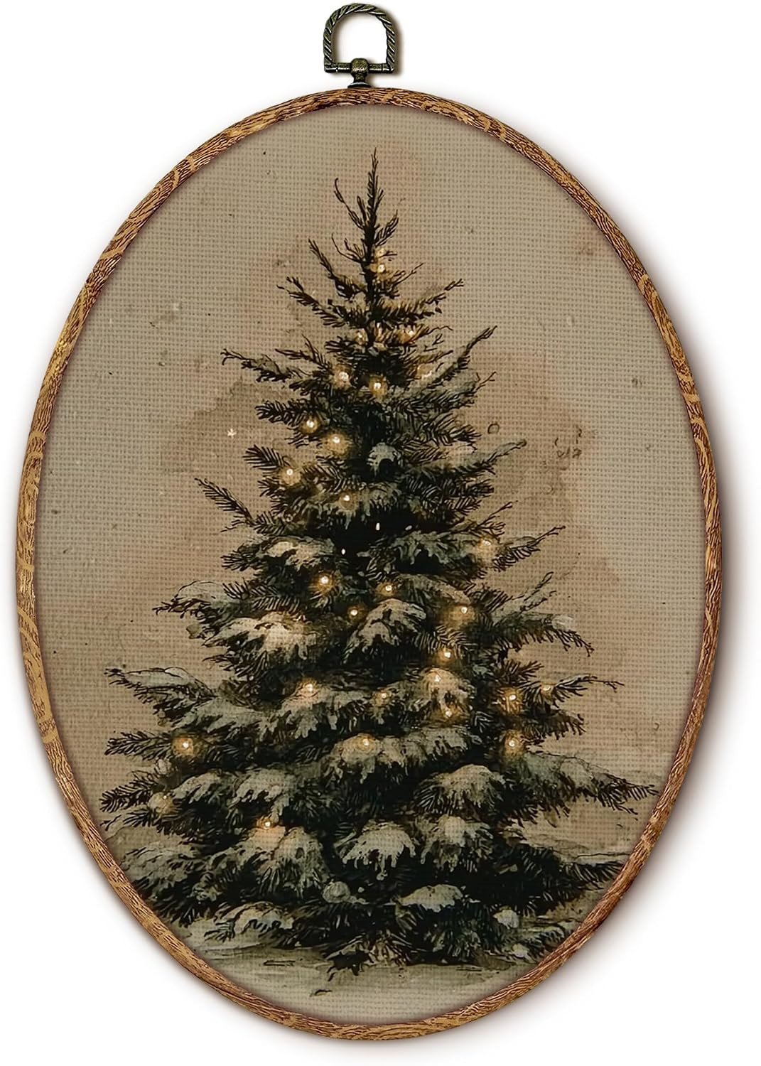 Yorhifa Vintage Christmas Tree Framed Wall Art, Winter Rustic Pine Tree Oval Wall Art, Antique Winter Xmas Oval Walls Decor, Farmhouse Christmas Holiday Canvas Artwork Hanging Decor, 8.5x11.5in | Amazon (US)
