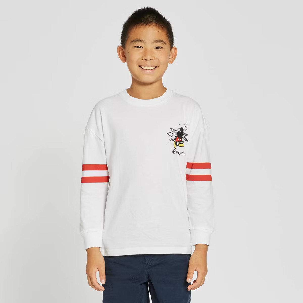 Boys' Disney 100 Mickey Mouse & Friends Long Sleeve Knit Jersey Shirt - White | Target