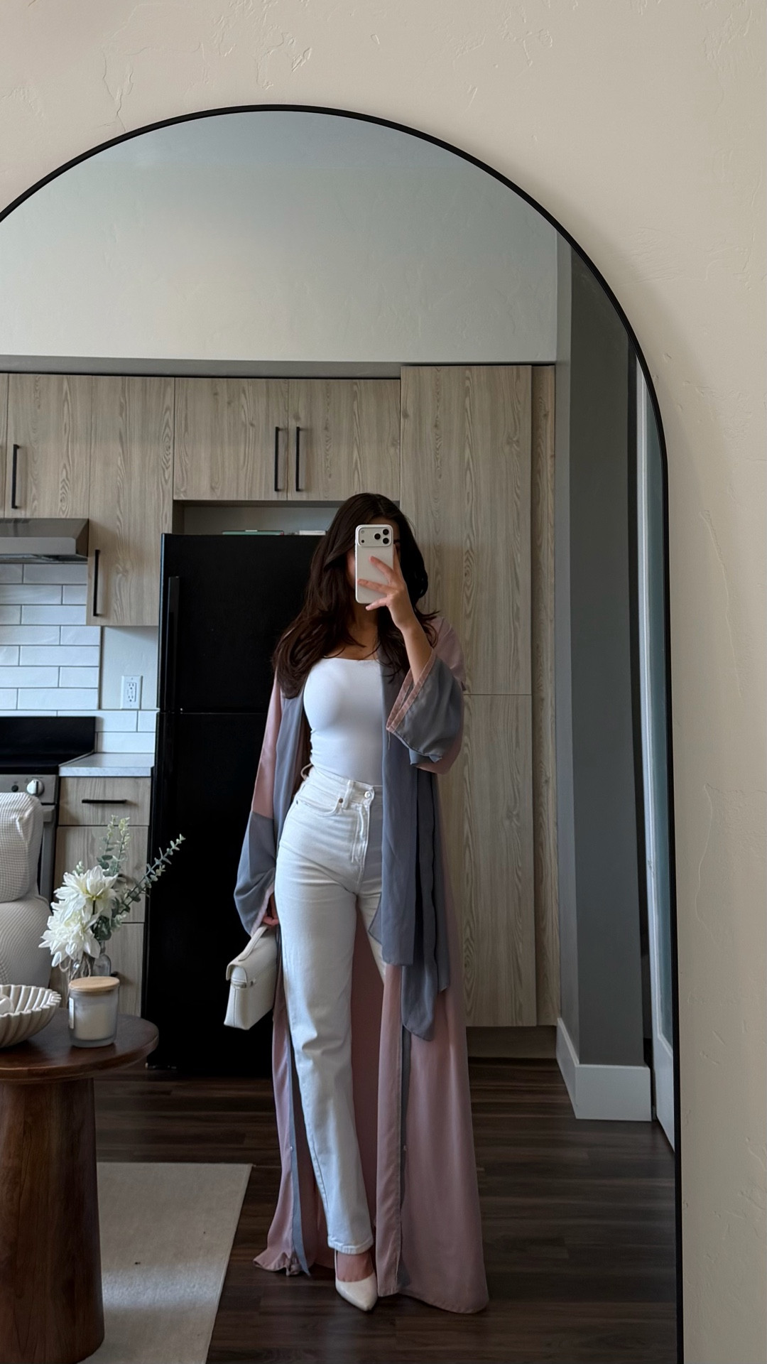 Love this away #abaya #jeans #shirt 