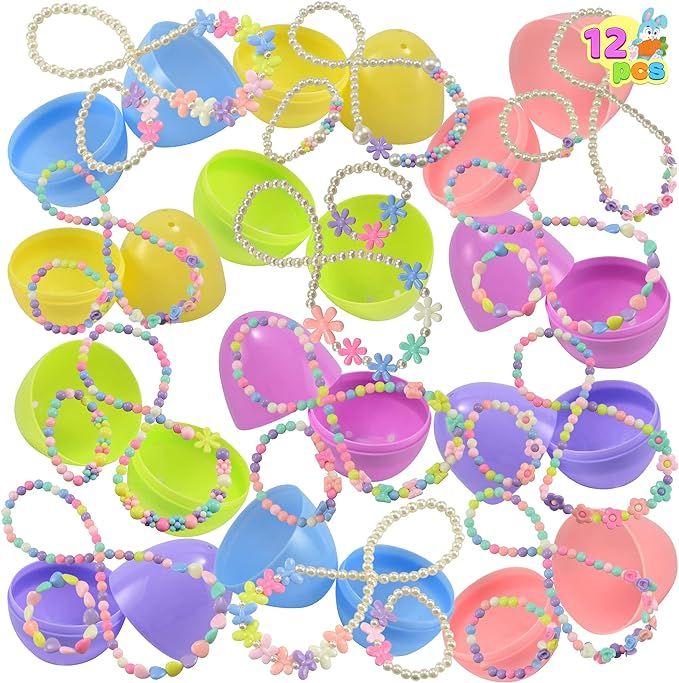 JOYIN 12 Pack Prefilled Easter Eggs with 12 Different Designs of Necklaces and 12 Bracelets Girls... | Amazon (US)