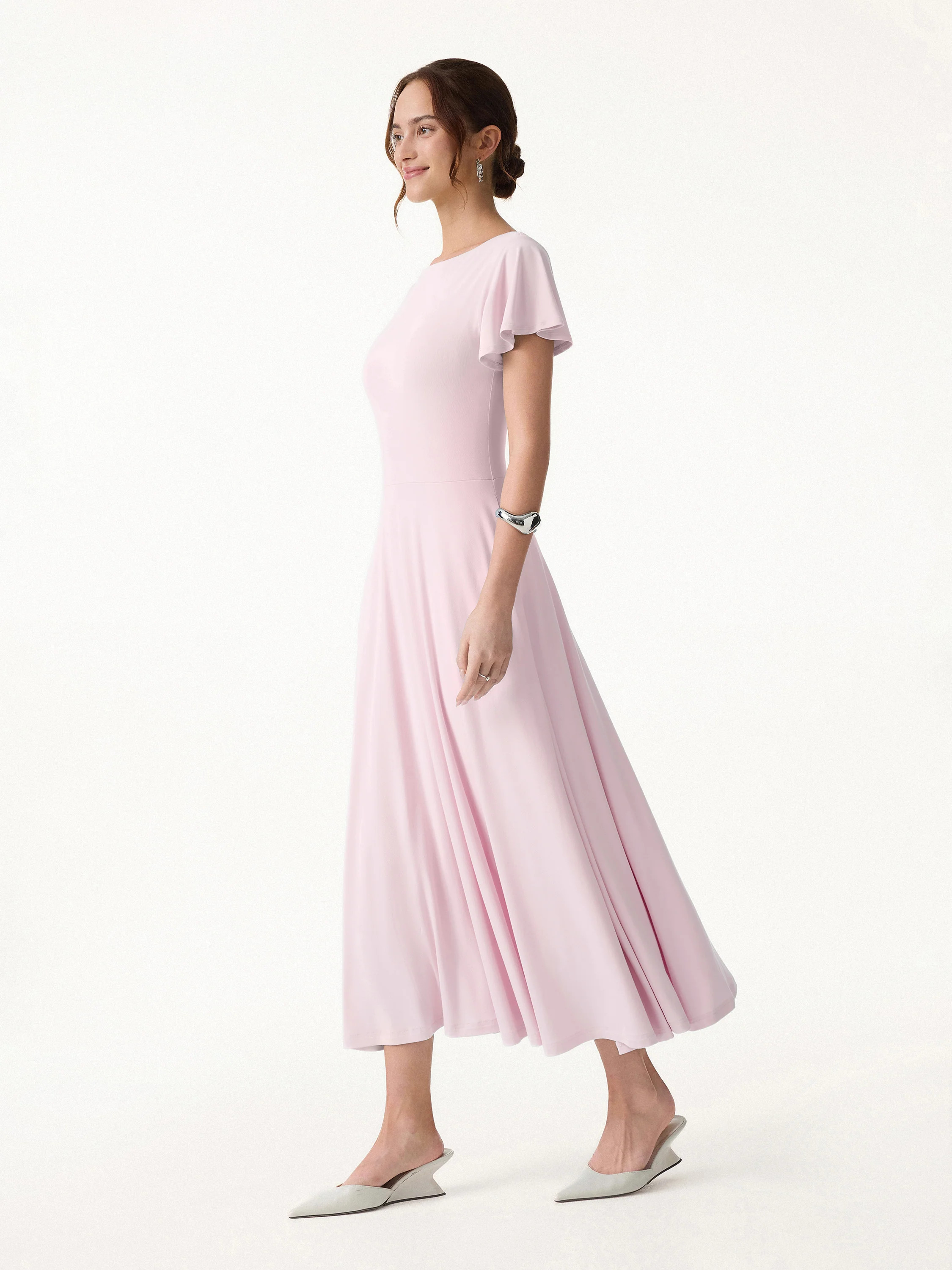 SkinKiss Boatneck Fit-and-Flare Maxi Travel Bra Dress with Pockets | OGLmove