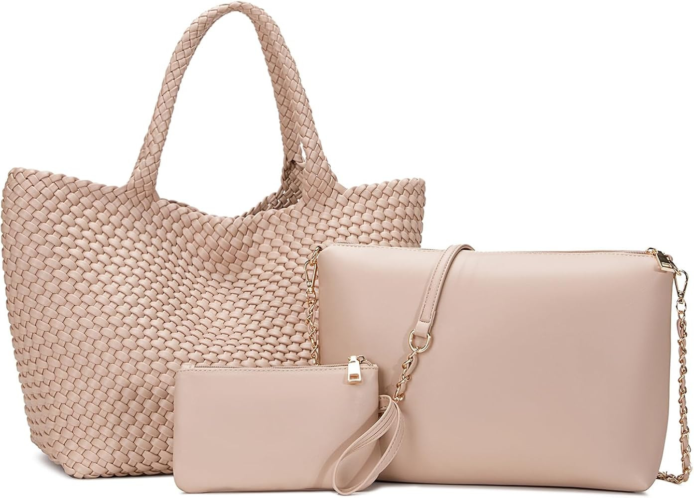 Woven Tote Bag for Women Large Fashion Summer Beach Tote Bagsand Purses Braided Bags Three piece ... | Amazon (US)