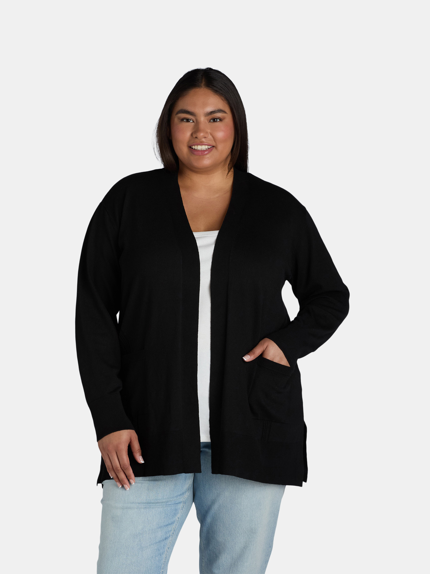 Terra & Sky Women's Fine Gauge Cardigan, Lightweight; Sizes 0X-4X - Walmart.com | Walmart (US)