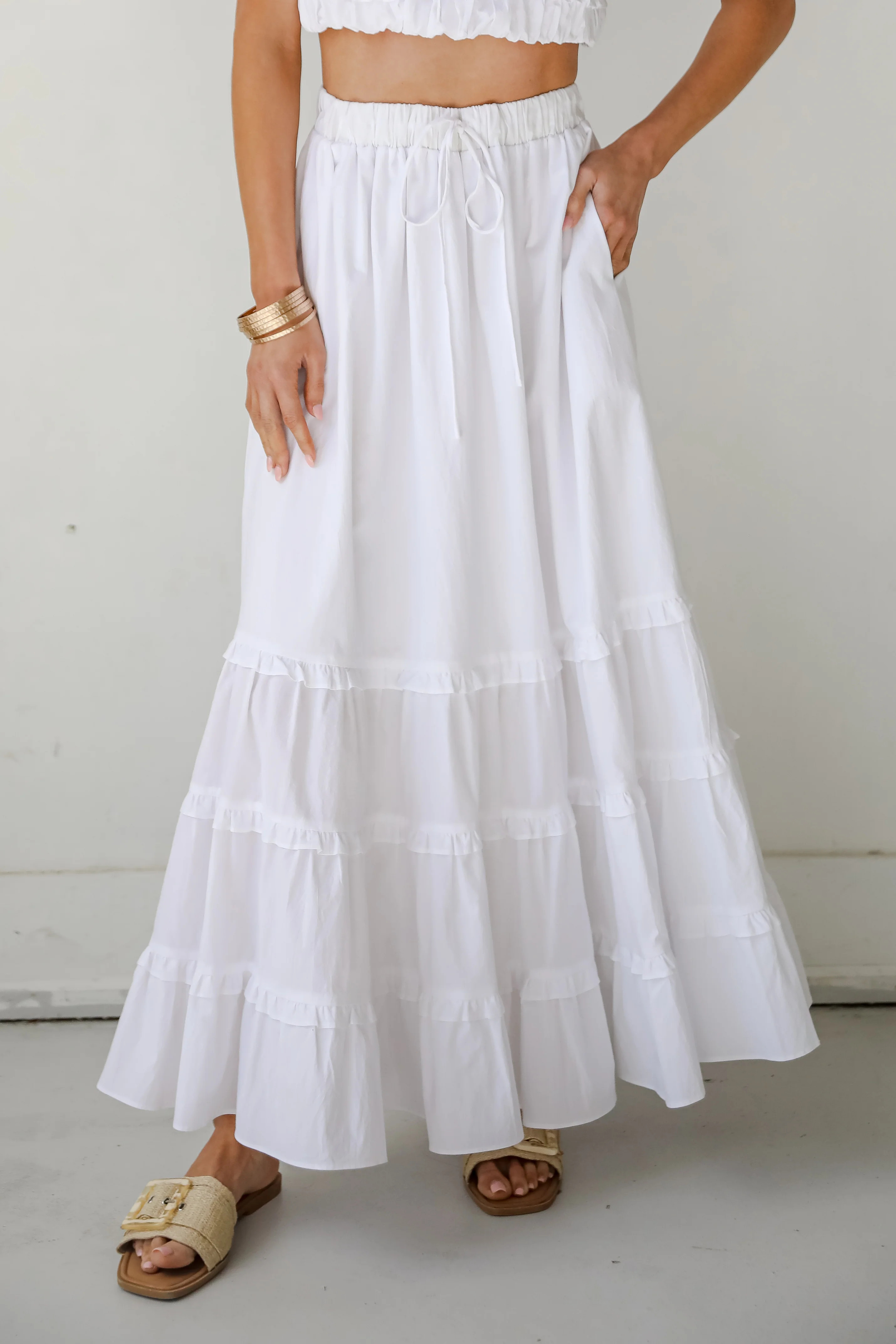 Cute White Ruffle Maxi Skirt | 2-Piece Sets | ShopDressUp | Dress Up
