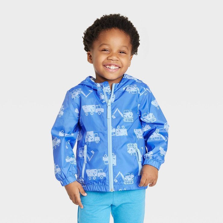 Toddler Construction Printed Windbreaker Jacket - Cat & Jack™ Blue | Target