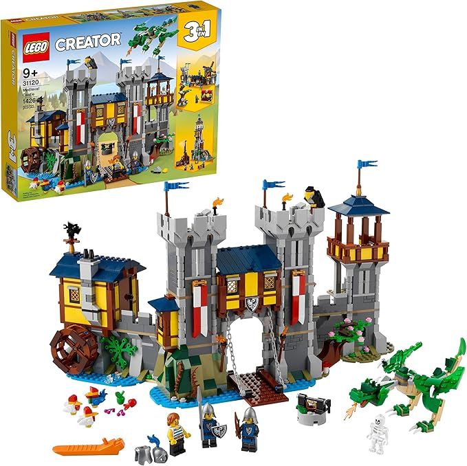 LEGO Creator 3in1 Medieval Castle 31120 Building Kit; Castle with Moat and Drawbridge, Plus 3 Min... | Amazon (US)