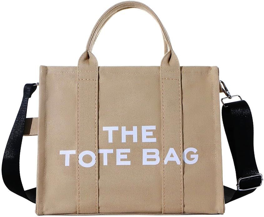 Women Canvas Tote Bags with Zipper Small Purse Crossbody Bag Top Handle Traveler Handbag | Amazon (US)