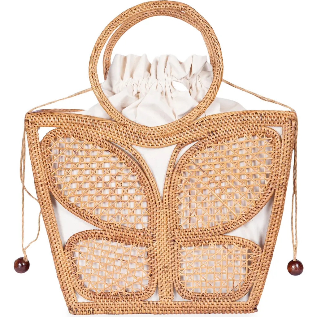 Jelavu Ata Butterfly Handwoven Rattan Tote in Natural/Ivory at Nordstrom Rack | Nordstrom Rack