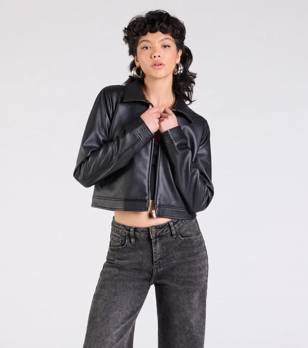 Keep Your Cool Collared Faux Leather Jacket | Windsor Stores