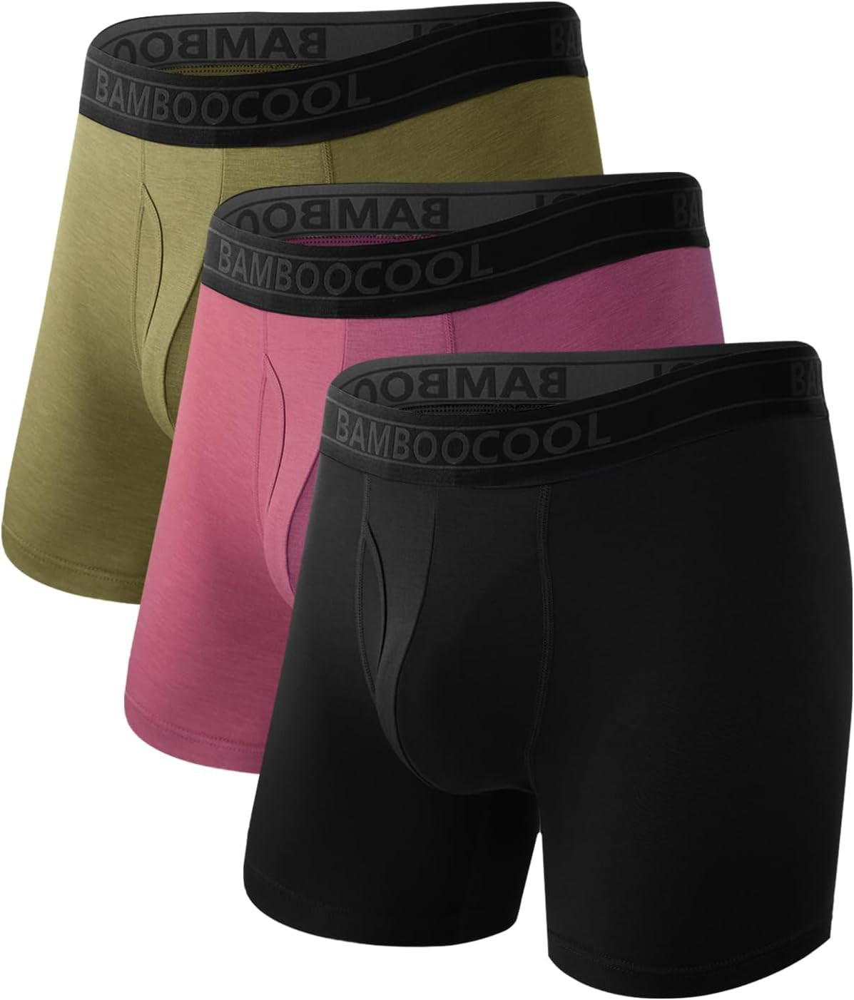 BAMBOO COOL Men's Underwear Breathable Boxer Briefs with Fly Moisture-Wicking Lightweight Underwear 7-Pack | Amazon (US)