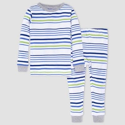 Burt's Bees Baby® Boys' 2pc Striped Pajama Set - Heather Gray | Target