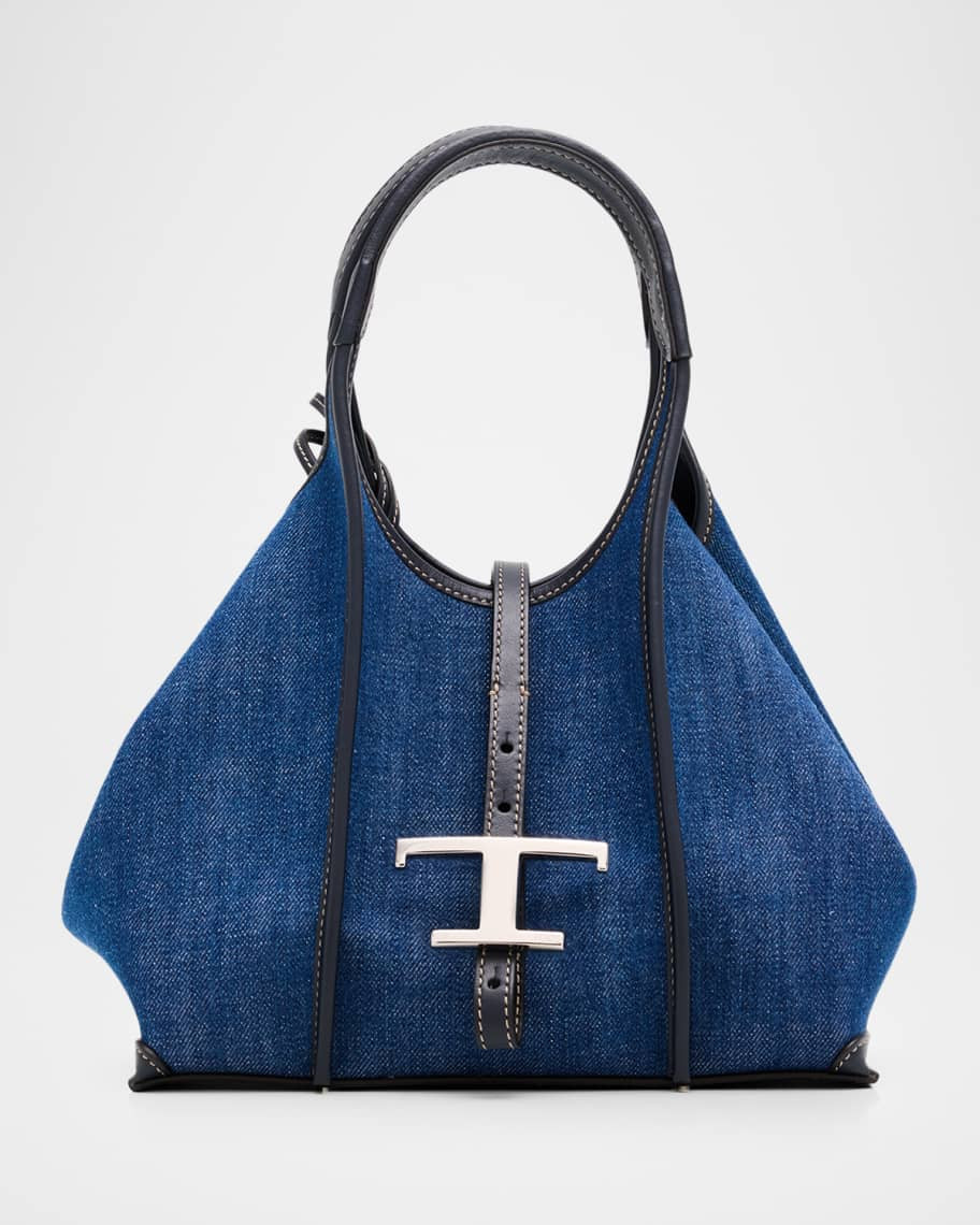 Tod's Cotton Denim T Timeless Shopping Tote Bag | Neiman Marcus