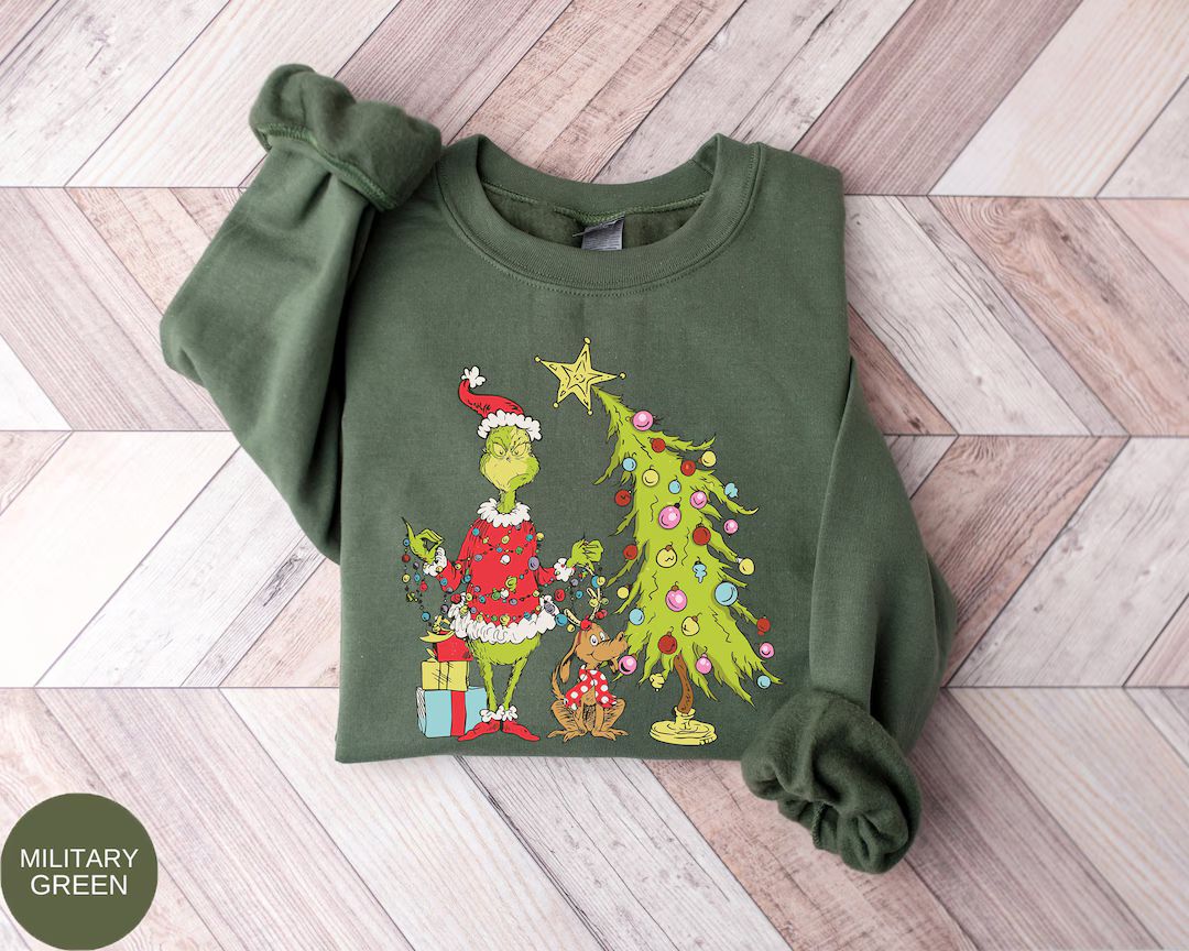 Grinch Christmas Tree Sweatshirt Grinch Max Tree Shirt - Etsy | Etsy (US)