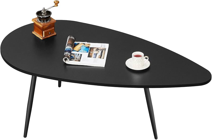 SAYGOER Black Small Coffee Table Modern Oval Coffee Tables Retro Center Table for Small Space Mid... | Amazon (US)