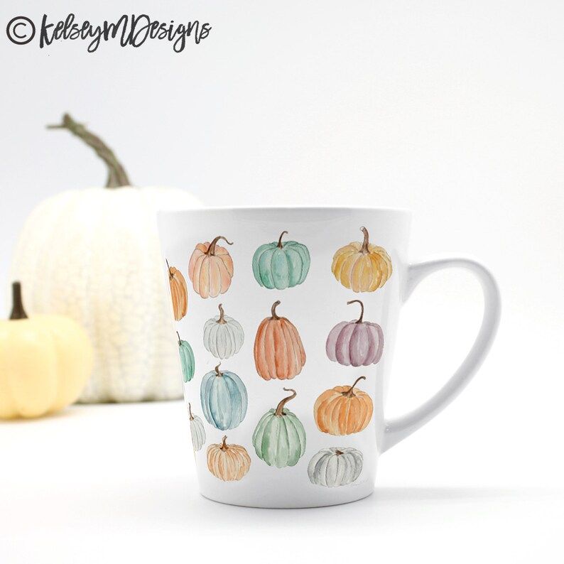 Colorful Pumpkin Fall Mug, Fall Coffee Mug, Fall Decor, 12 oz Mug, Pumpkin Spice Latte, Coffee Mu... | Etsy (US)