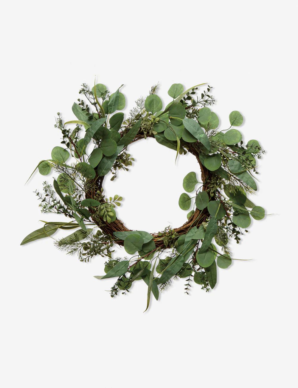 Faux Eucalyptus and Evergreens Wreath | Lulu and Georgia 