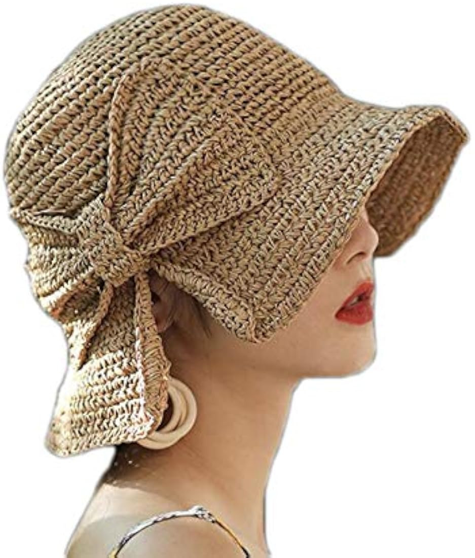 Women's Wide Brim Sun Protection Straw Hat,Folable Floppy Hat,Summer UV Protection Beach Cap | Amazon (US)