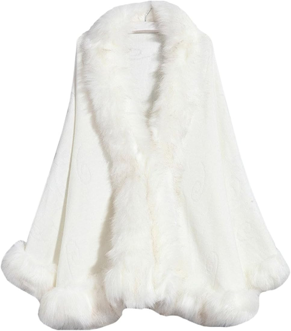 Kelaixiang Faux Fox Fur Shawls Jackets Bridal Cape Coats Wraps Winter Scarves | Amazon (US)
